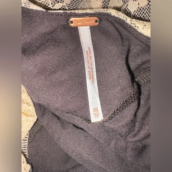 Free People Mini Dress XS TP Beige Lace Sheath Long Sleeve Brown Boho - Picture 6 of 6